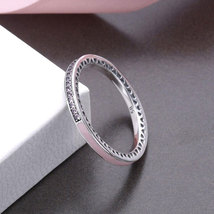 925 Sterling Silver Radiant Hearts with Pink Enamel &amp; CZ Ring  - £13.95 GBP