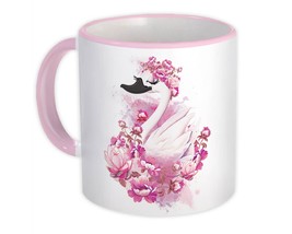 Swan Flowers : Gift Mug Bird Wedding Engagement Anniversary Floral - $15.90+