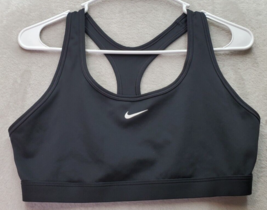 Nike Sports Bra Women Large Black Polyester Racerback Sleeveless Round Neck Logo - £11.21 GBP