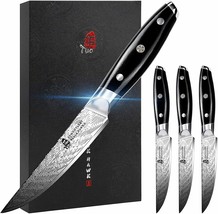 TUO TC1221S Professional Steak Knives Set of 4 BLACK HAWK S Series with Gift Box - £117.12 GBP