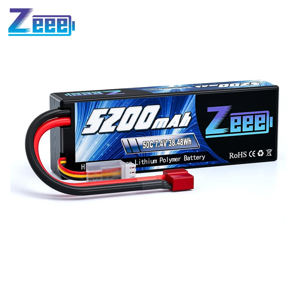 Zeee 5200mAh 2S RC Lipo Battery 7.4V 50C with T Plug for RC Car Truggy Buggy - $32.62