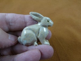 (y-bun-43) gray BUNNY RABBIT SOAPSTONE gem carving FIGURINE rabbits love... - £6.76 GBP