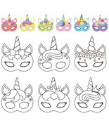 24 Pcs Color Your Own Unicorn Mask Diy Rainbow Unicorn Paper Mask Craft ... - £18.78 GBP