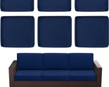 Dark Blue, 6-Piece Outdoor Rattan Sofa Patio Furniture Cushion Covers By... - £61.28 GBP
