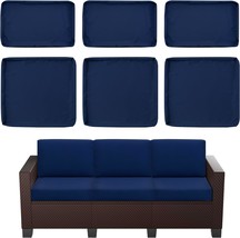 Dark Blue, 6-Piece Outdoor Rattan Sofa Patio Furniture Cushion Covers By... - £61.30 GBP