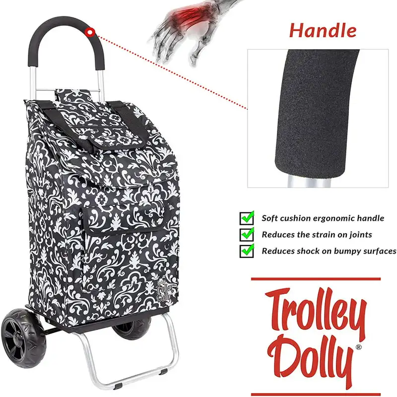 Dolly, Foldable Shopping cart for Groceries with Wheels, Removable Bag and Rolli - £145.16 GBP