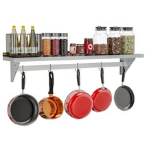 Stainless Steel Heavy Duty Wall Shelf with Pot Rack - 12 inches x 60 inches - £274.21 GBP