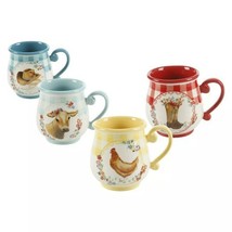 Four (4) Pioneer Woman ~ Novelty ~ Decorated ~ Gingham ~ 16 Oz Cup Mug Set - $938.55 MXN
