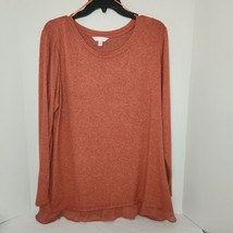 LC Lauren Conrad Orange Sweater Pullover Ruffles Hem Ladies Size XL - $14.03