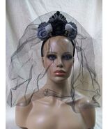 Gothic Black Gray Corpse Bride Veil Headband Skull Widow VooDoo Priestes... - $20.66 CAD