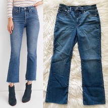 MADEWELL Cali Demi Boot Blue Jeans Size 26 in Bonair Wash Raw Hem Stretchy - £85.55 GBP