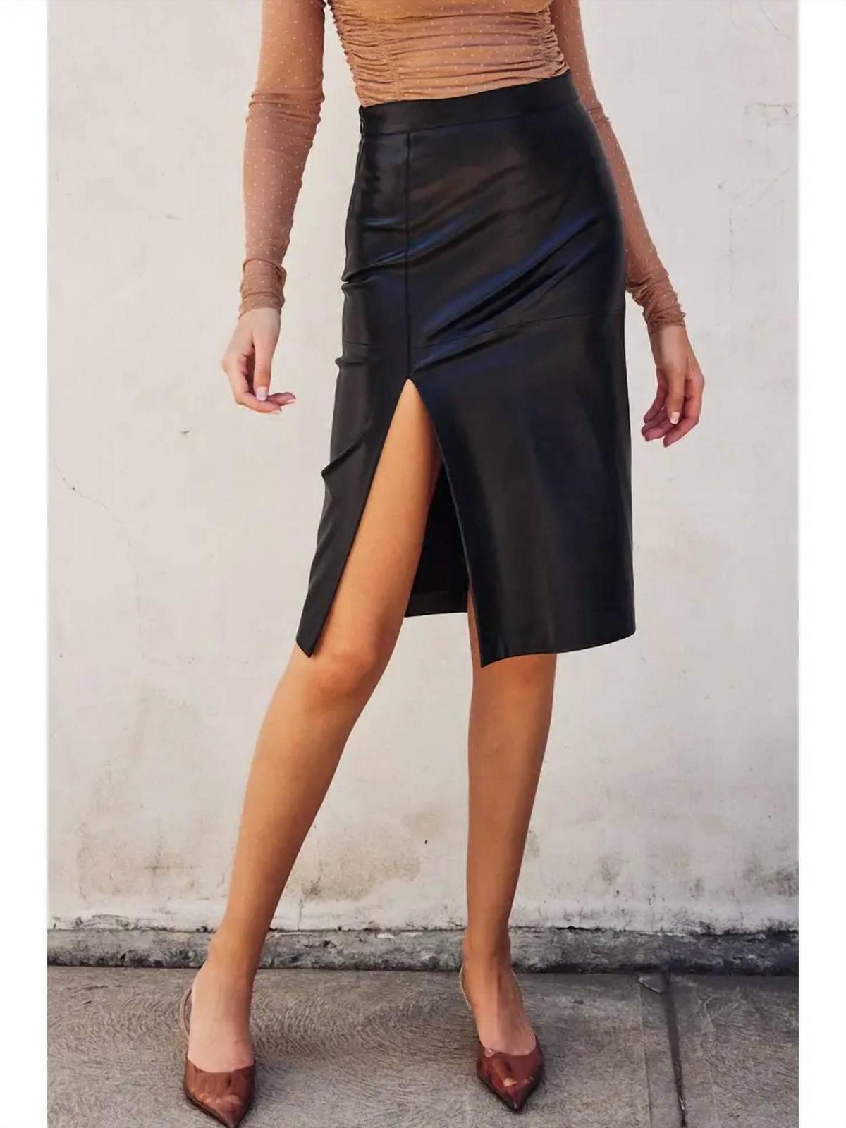 Dress Forum Lainey Faux Leather Midi Slit Skirt Size S - $37.62