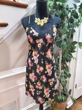 Sage Women&#39;s Black Floral Polyester V-Neck Sleeveless Knee Length Dress Size S - £22.35 GBP