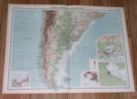 1922 Original Map Of South America Argentina Chile Buenos Aires Rio De Janeiro - £22.13 GBP