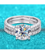 Luxury 18K 925 Sterling Silver 5.3CT Full Moissanite Eternity Ring Set-Size 6-11 - $187.49