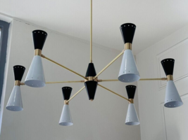 6 Arm Beautiful Stilnovo Lamp Italian Style Brass Sputnik Chandelier Light - £188.62 GBP