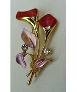 Stunning Diamonte Gold Plated Double Lily Flower Brooch Broach Cake Pin ... - £10.51 GBP
