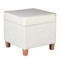HomePop Storage Ottoman Cream Textured Woven Polyester Natural Legs-1 Lo... - $35.54