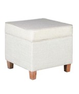 HomePop Storage Ottoman Cream Textured Woven Polyester Natural Legs-1 Lo... - $648.85 MXN