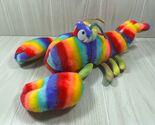 Kuddle Me Toys Kellytoy rainbow striped plush lobster stuffed animal mul... - $9.89