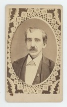 Antique Unique CDV With Special Effect Frame Circa 1870s Man Mustache Al... - $15.79