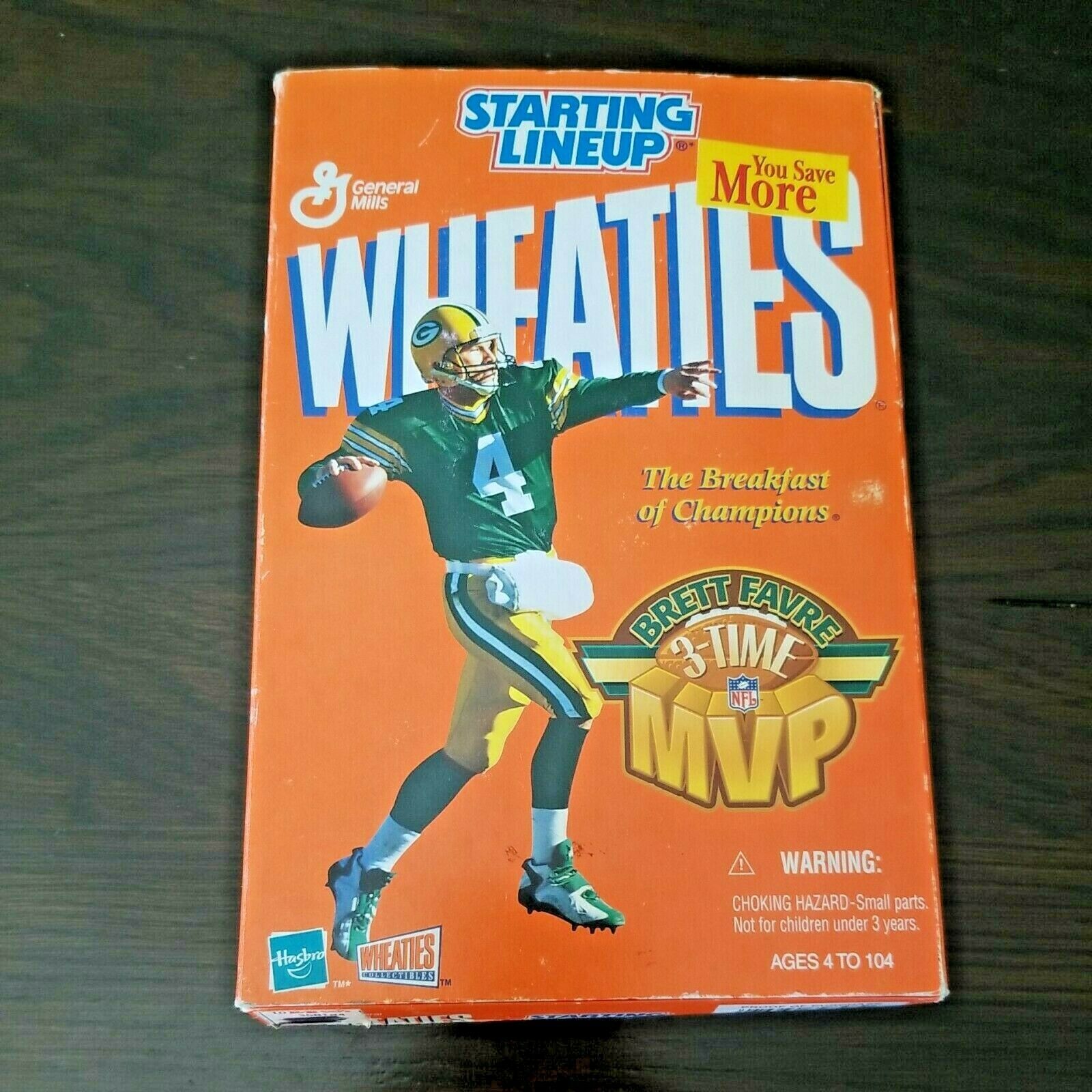 Primary image for Brett Favre Green Bay Packers Starting Lineup Figure Card Medallion Wheaties Box