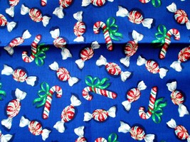 Fabric VIP &quot;Christmas Candy&quot; 5 Piece Sampler 4 Designs Red Blue Candy Cane $4.50 - £3.59 GBP