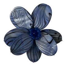 Vintage Y2K Blue Floral Iridescent Acrylic Brooch Wired Petal Flower Pin... - $21.60