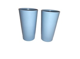 2 Dusty Blue 12 ounce Tupperware Tumbler Glasses No. 873 Stackable Clean - $15.79