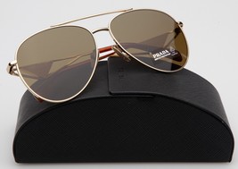 New Prada Spr 73Z 5AK-01T Gold Sunglasses 61-14-140mm B53mm Italy - £221.46 GBP