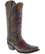 Womens Western Rodeo Boots Brown NFL New York Giants Embroidered Snip Si... - $89.99