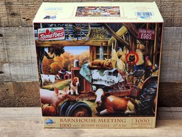 SunsOut Oversized &quot;Barnhouse Meeting&quot; Jigsaw Puzzle - 1000 Piece - SHIPS FREE - £15.01 GBP