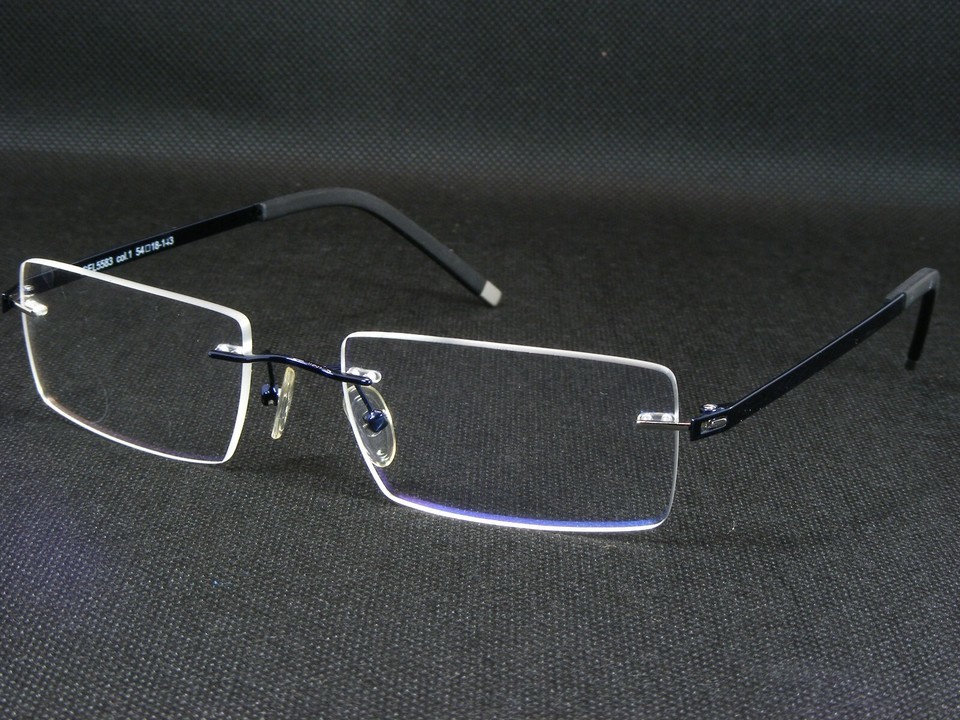 SELECTRA SEL5583 col.1 NAVY BLUE EYEGLASSES GLASSES RIMLESS METAL 54-18-... - $76.55