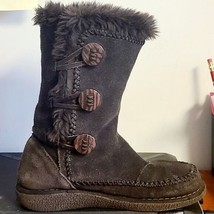 Encanto Brown Mid Calf Suede faux fur lined brown womens Boots Sz. 5.5 - £14.85 GBP