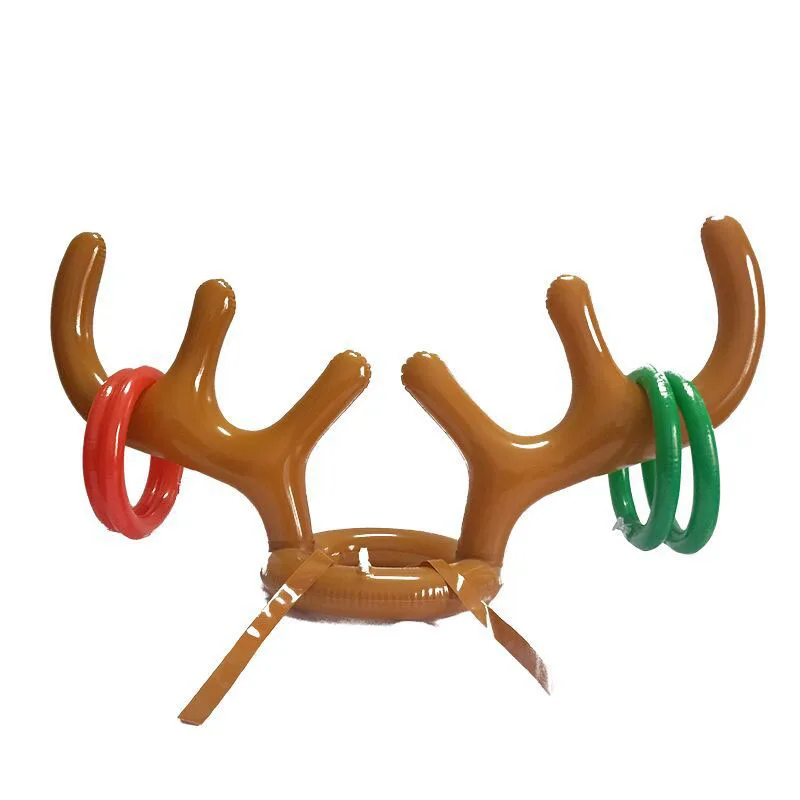 Inflatable Santa Funny Reindeer Antler Hat Ring Toss Christmas Holiday Party - £9.99 GBP