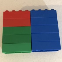 Lego Duplo 2x4 Lot Of 10 Pieces Parts Blue Green Red - £5.53 GBP