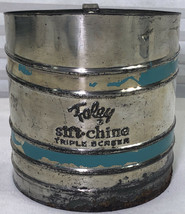 Vintage Foley Sift-Chine Flour Sifter Triple Screen,Teal Turquoise Bands... - £19.68 GBP
