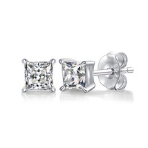 E stud earrings for women 100 925 sterling silver classic princess cut diamond earrings thumb200