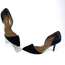 Coach Camille Sz 6 D’Orsay Black Fabric Canvas Blue Leather Pumps Heels ... - £34.19 GBP