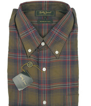 NEW $155 Bobby Jones Collection Shirt! XL Olive Green Plaid  Soft Italian Fabric - £48.24 GBP