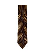 J. Garcia 100% Silk Tie 2005 Brown Gold Abstract Swirl Art Pattern 60.5"... - $25.99