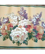 Victorian White Cabbage Rose Lilac Flower Floral Cream Green Wall paper ... - £11.82 GBP