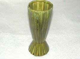 Vintage Pottery Vase, 8&quot; Green Drip Glaze Vase, USA 1009 Ceramic Vase 1920&#39;s - £13.91 GBP