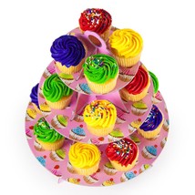 [Pack Of 4] Pink 3 Tier Cupcake Stand, 14in Tall by 12in Wide - £29.43 GBP