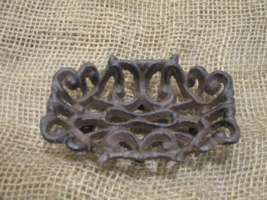 Cast Iron Scroll Soap Business Card Dish Sponge Holder Home Kitchen Bath Decor - £9.39 GBP