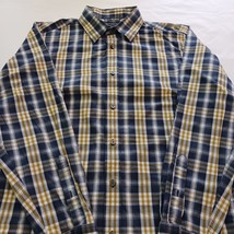 Banana Republic Men's White Blue Gold Plaid Long Sleeve Button-Up Cotton Shirt L image 8