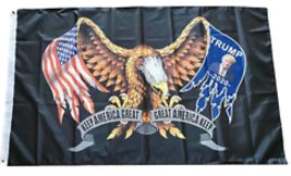 EAGLE WINGS TRUMP 3 X 5 POLY FLAG W/ GROMMETS #804 donald trump 2nd amen... - $15.01