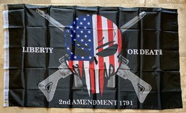Liberty Or Death 2nd Amendment 1791 Punisher Flag 3X5 Rough Tex® 68D Nylon - £14.91 GBP