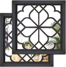 Beautiful Rustic Farmhouse Accent Mirror, Wocred 2 Pcs Sq\. Wall Mirror, Black - £33.22 GBP