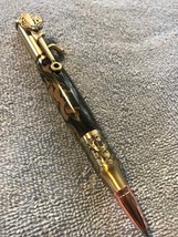 30 Cal Bolt Action Pen with Engraved Deer Mount In Antq Brass - £51.77 GBP